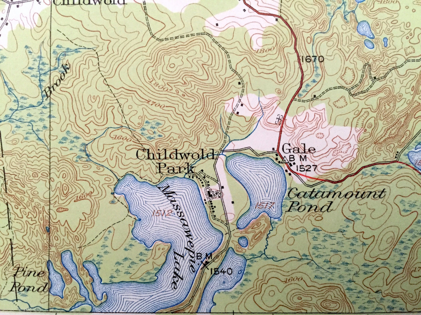 Antique Childwold, New York 1920 US Geological Survey Topographic Map – Adirondacks, St Lawrence, Franklin County, Raquette, Mt Matumbla, NY