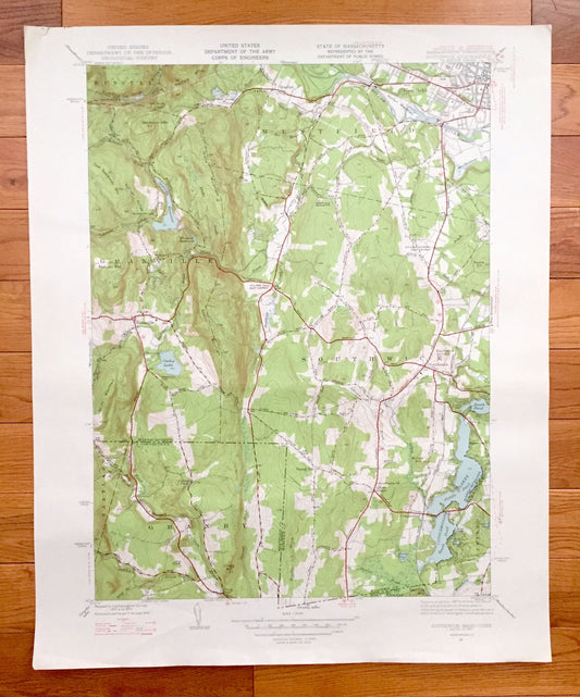 Antique Southwick, Massachusetts 1947 US Geological Survey Topographic Map – Hampden County, Westfield, Russell, Granville Congamond Pond MA