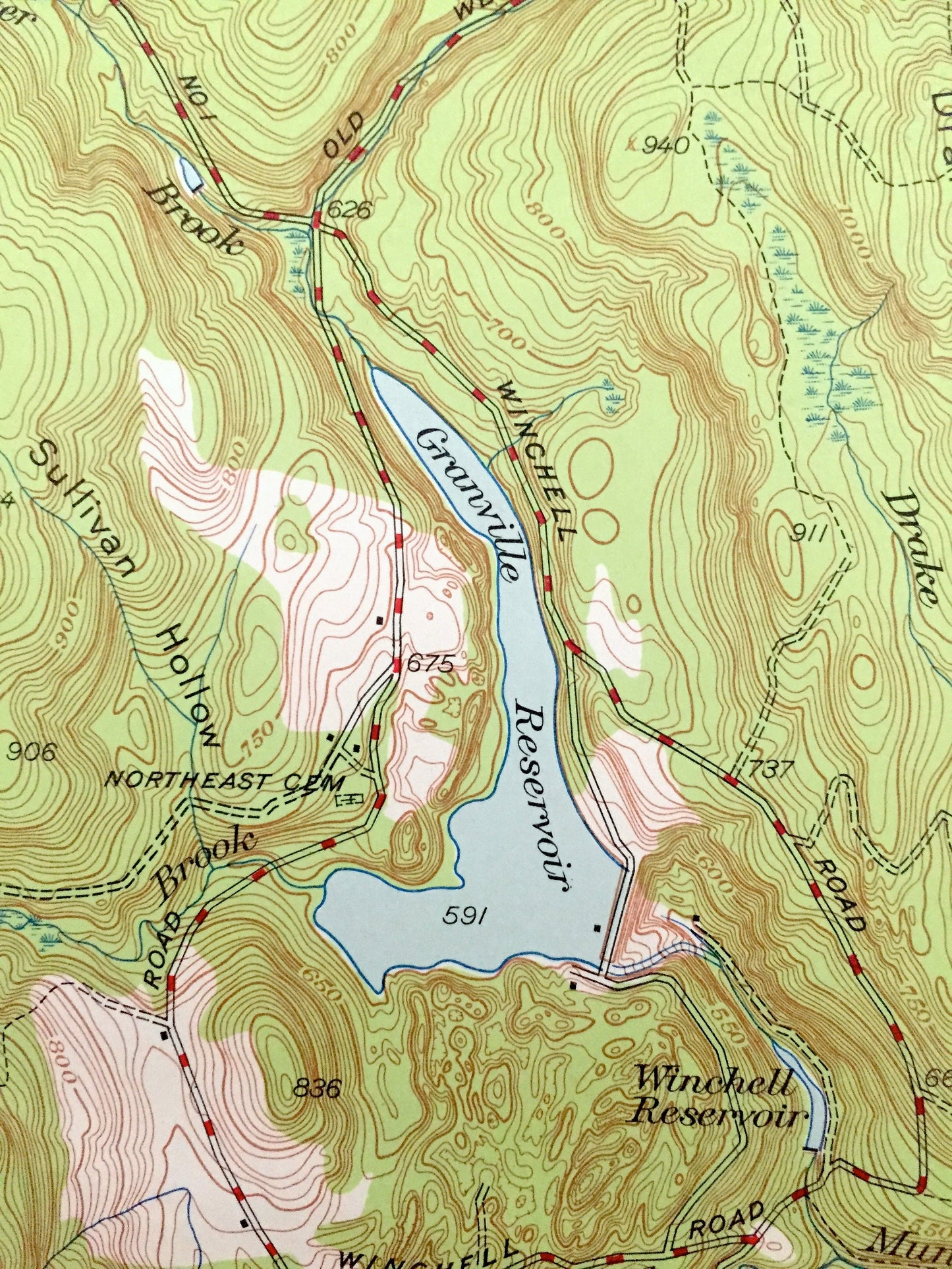 Antique Southwick, Massachusetts 1947 US Geological Survey Topographic Map – Hampden County, Westfield, Russell, Granville Congamond Pond MA