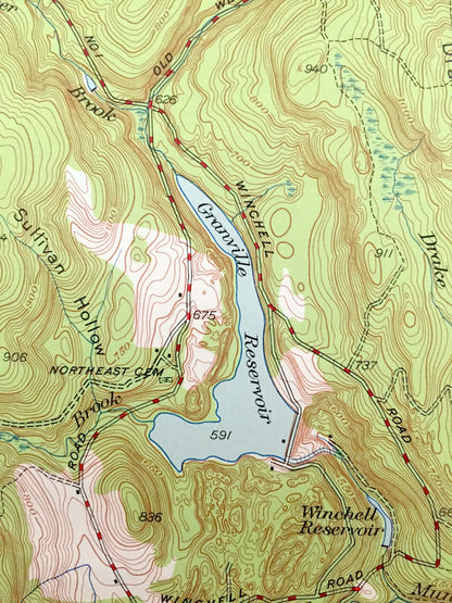 Antique Southwick, Massachusetts 1947 US Geological Survey Topographic Map – Hampden County, Westfield, Russell, Granville Congamond Pond MA