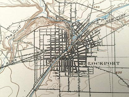 Antique Lockport, New York 1897 US Geological Survey Topographic Map – Newfane, Gasport, Akron, Erie Canal, Niagara County, Raymond, Rapids