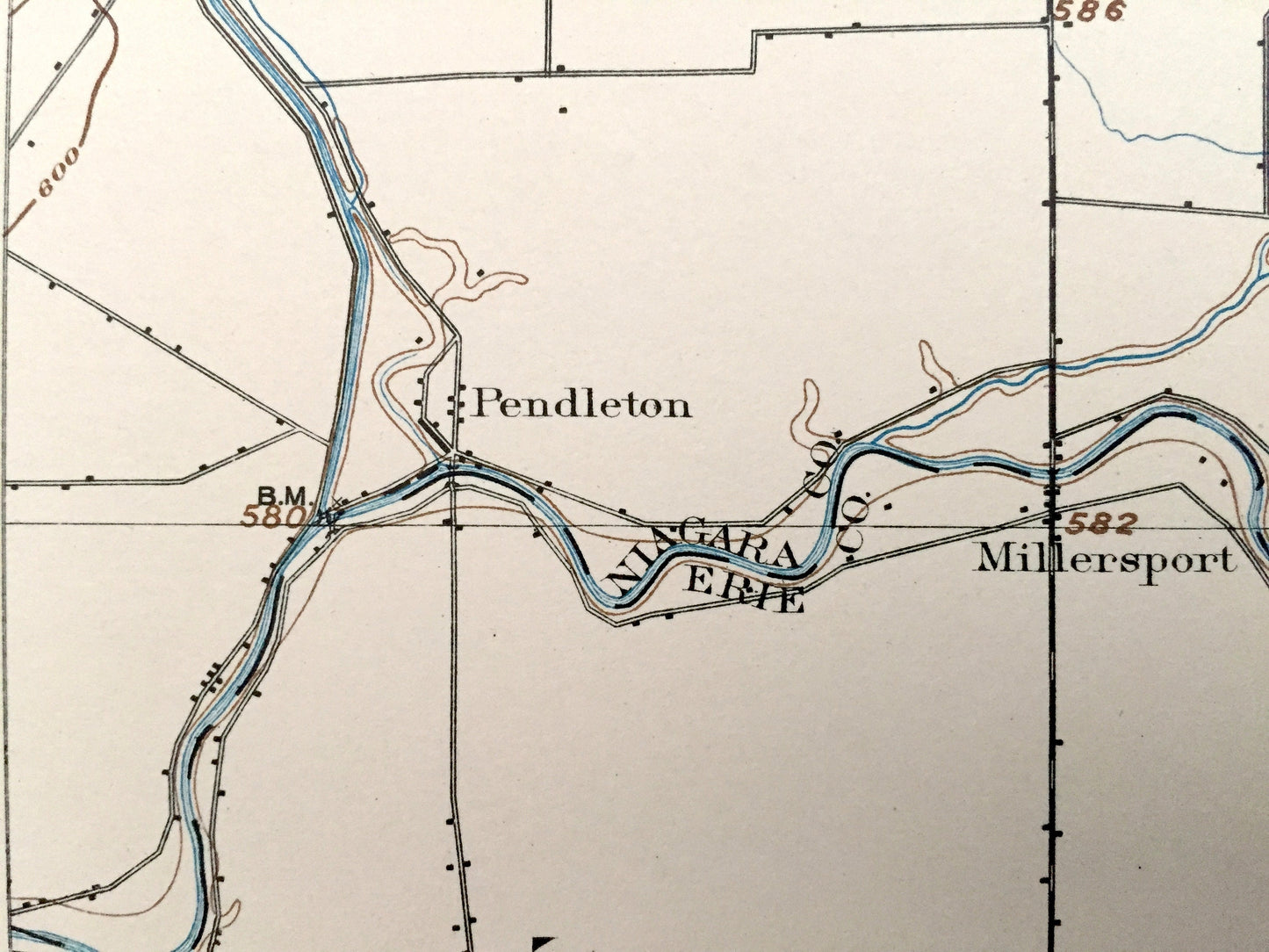 Antique Lockport, New York 1897 US Geological Survey Topographic Map – Newfane, Gasport, Akron, Erie Canal, Niagara County, Raymond, Rapids