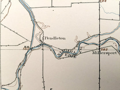 Antique Lockport, New York 1897 US Geological Survey Topographic Map – Newfane, Gasport, Akron, Erie Canal, Niagara County, Raymond, Rapids