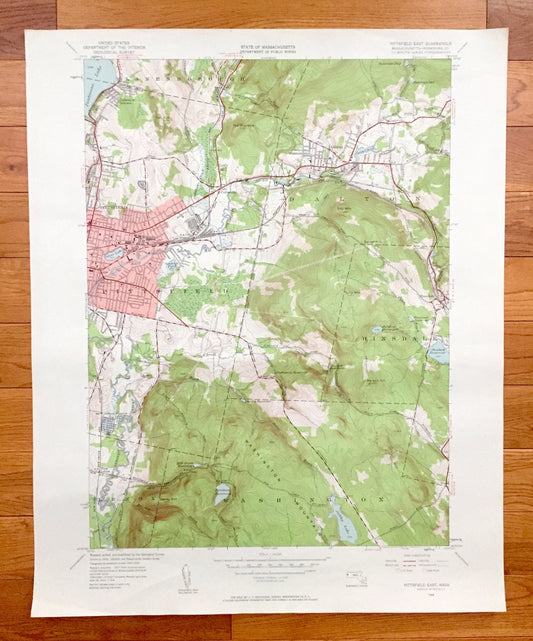 Antique Pittsfield East, Massachusetts 1944 US Geological Survey Topographic Map – Berkshire County, Lanesborough, Dalton, Hinsdale, Lenox