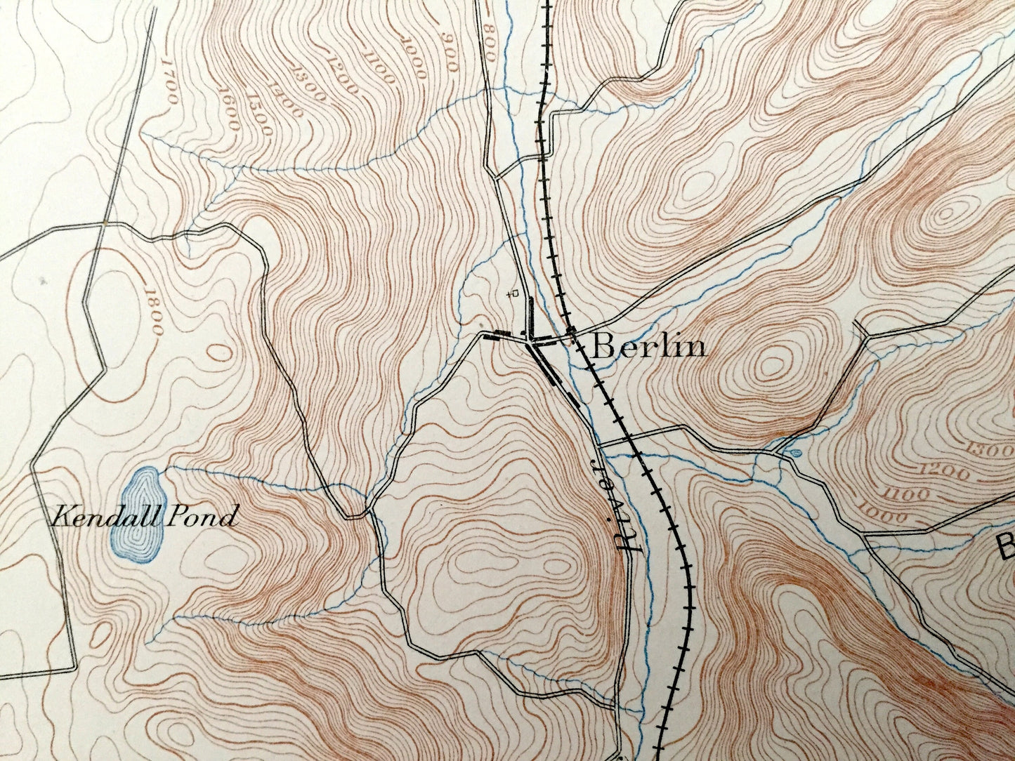 Antique Berlin, New York 1898 US Geological Survey Topographic Map – Berkshires, Renssalaer County Williamstown Stephentown Massachusetts NY