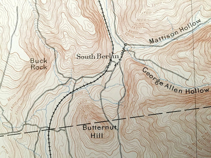 Antique Berlin, New York 1898 US Geological Survey Topographic Map – Berkshires, Renssalaer County Williamstown Stephentown Massachusetts NY