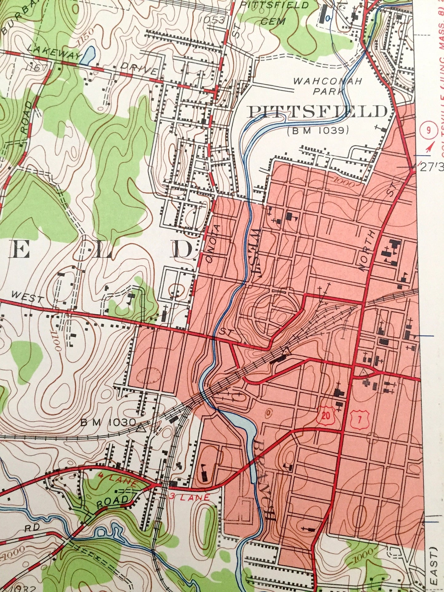Antique Pittsfield West, Massachusetts 1944 US Geological Survey Topographic Map – Berkshire County, Hancock, Lanesboro, Lenox Berkshires ME