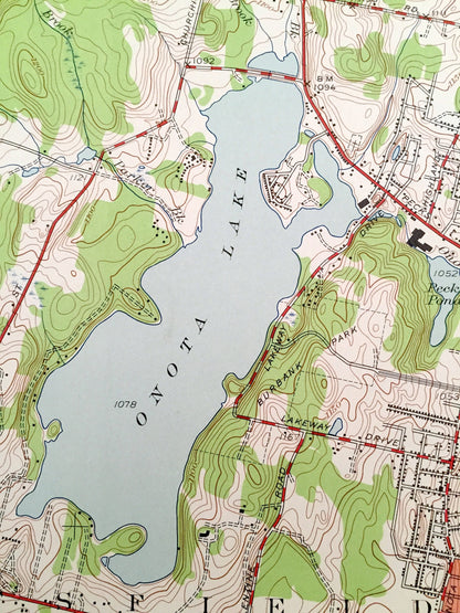 Antique Pittsfield West, Massachusetts 1944 US Geological Survey Topographic Map – Berkshire County, Hancock, Lanesboro, Lenox Berkshires ME
