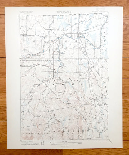 Antique Mooers, New York 1899 US Geological Survey Topographic Map – Adirondacks, Chazy, Champlain, Altona, Beekmantown, Clinton County, NY