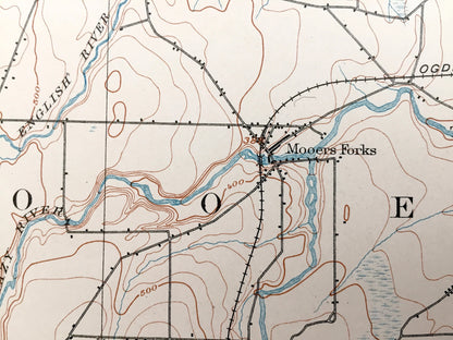 Antique Mooers, New York 1899 US Geological Survey Topographic Map – Adirondacks, Chazy, Champlain, Altona, Beekmantown, Clinton County, NY