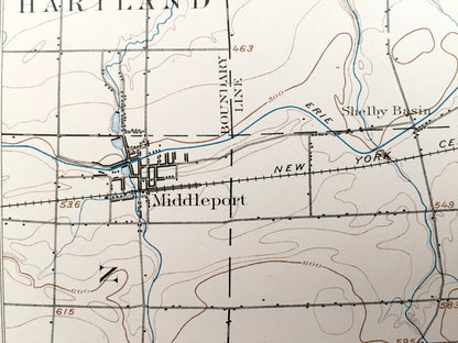 Antique Medina, New York 1897 US Geological Survey Topographic Map – Middleport, Knowlesville, Oakfield, Indian Falls, Tonawanda, Orleans Co