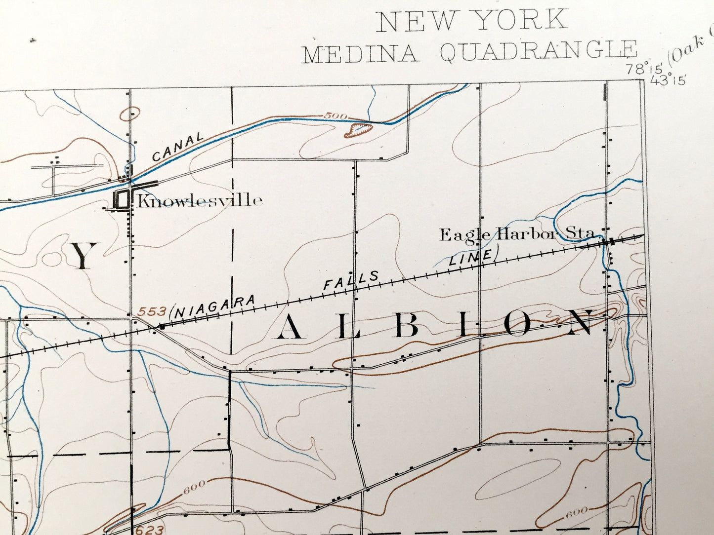 Antique Medina, New York 1897 US Geological Survey Topographic Map – Middleport, Knowlesville, Oakfield, Indian Falls, Tonawanda, Orleans Co