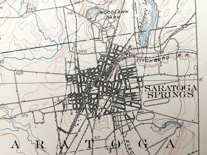 Antique Saratoga Springs, New York 1902 US Geological Survey Topographic Map – Ballston, Corinth, Palmer, Milton, Malta, Wilton, Greenfield
