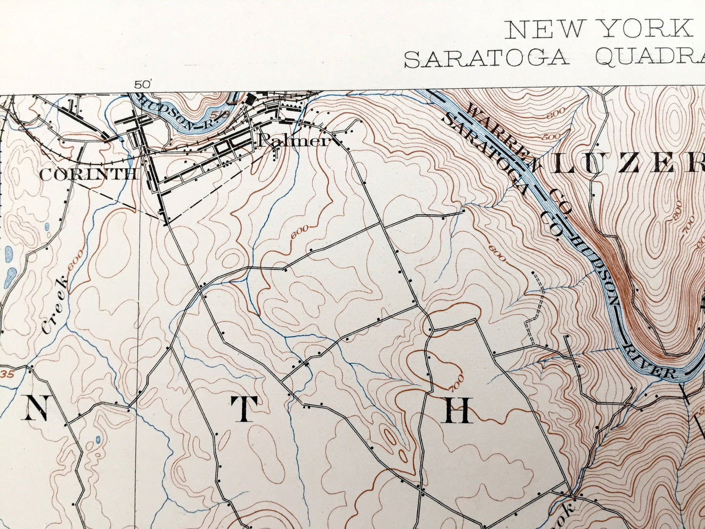 Antique Saratoga Springs, New York 1902 US Geological Survey Topographic Map – Ballston, Corinth, Palmer, Milton, Malta, Wilton, Greenfield