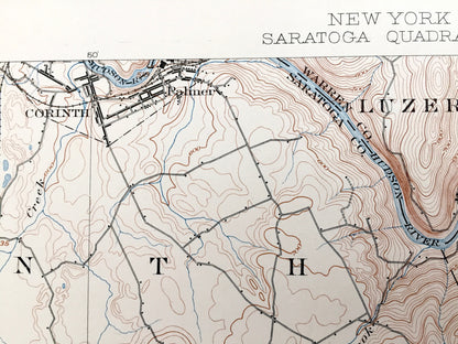 Antique Saratoga Springs, New York 1902 US Geological Survey Topographic Map – Ballston, Corinth, Palmer, Milton, Malta, Wilton, Greenfield