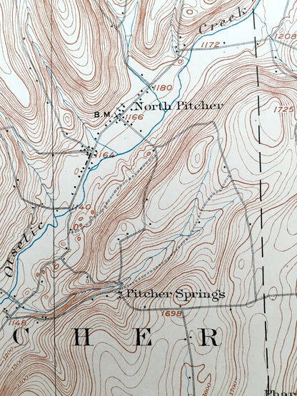 Antique Pitcher, New York 1904 US Geological Survey Topographic Map – Cincinnatus, Taylor, Cuyler, Cortland, Madison, Chanango County, NY