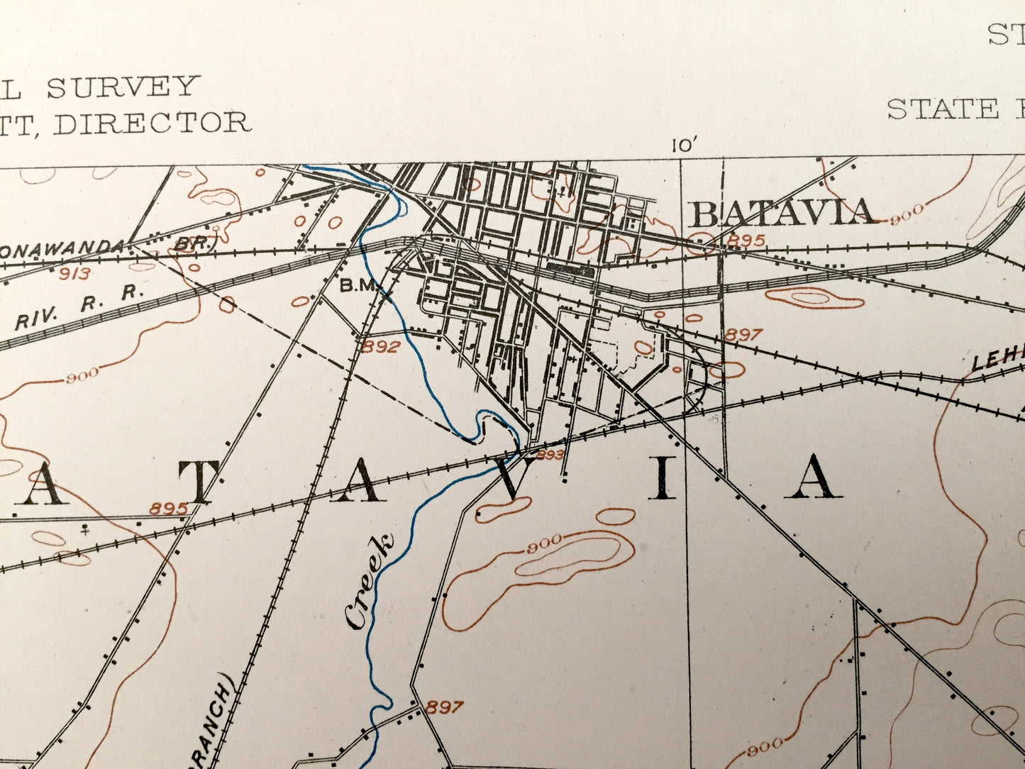 Antique Batavia, New York 1904 US Geological Survey Topographic Map – Alexander, Stafford, Pavilion, Dale, Warsaw, Genesee, Wyoming County
