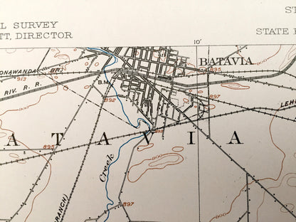 Antique Batavia, New York 1904 US Geological Survey Topographic Map – Alexander, Stafford, Pavilion, Dale, Warsaw, Genesee, Wyoming County