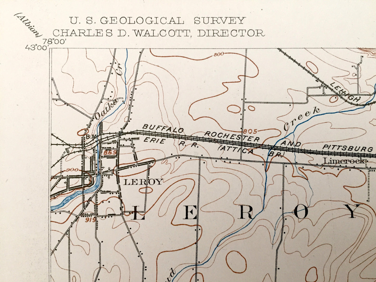 Antique Caledonia, New York 1904 US Geological Survey Topographic Map – Le Roy, Piffard, Retsof, Geneseo, Fowlerville, York, Livingston, NY