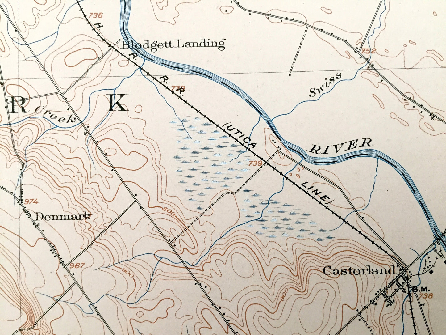 Antique Carthage, New York 1904 US Geological Survey Topographic Map – Jefferson, Lewis County, Champion, Denmark, Montague, Castorland, NY