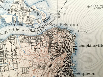 Antique Staten Island, New York City 1898 US Geological Survey Topographic Map – Manhattan, Brooklyn, Newark, Bayonne, Elizabeth, New Jersey
