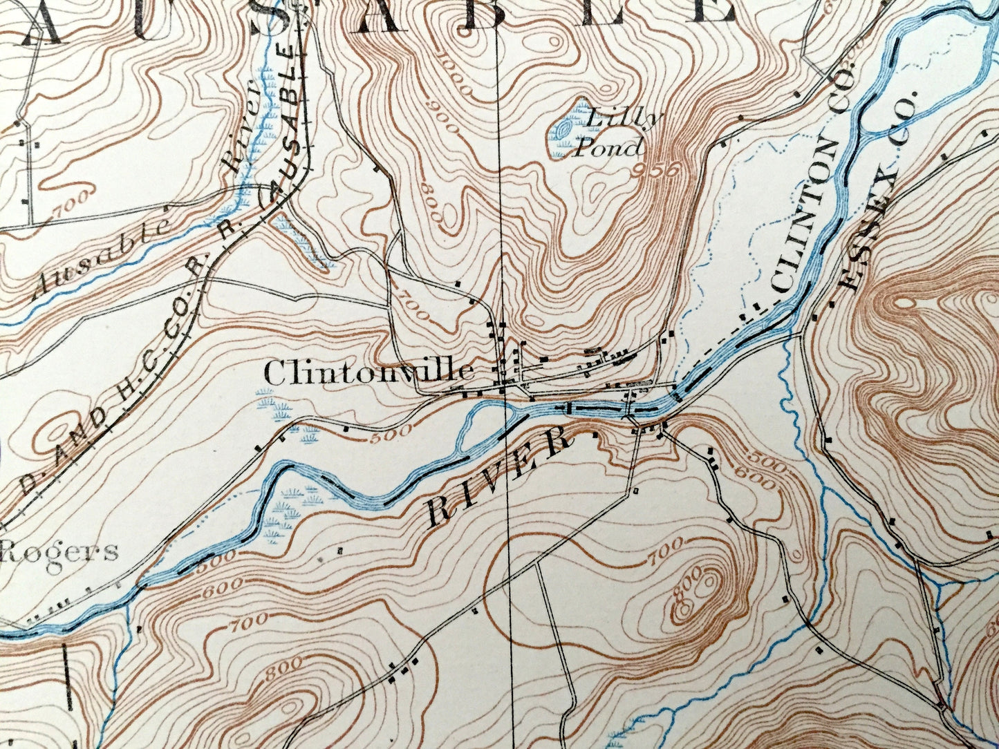 Antique Au Sable Forks, New York 1895 US Geological Survey Topographic Map – Adirondacks, Black Brook, Rome, Lewis, Jay, Chesterfield, NY