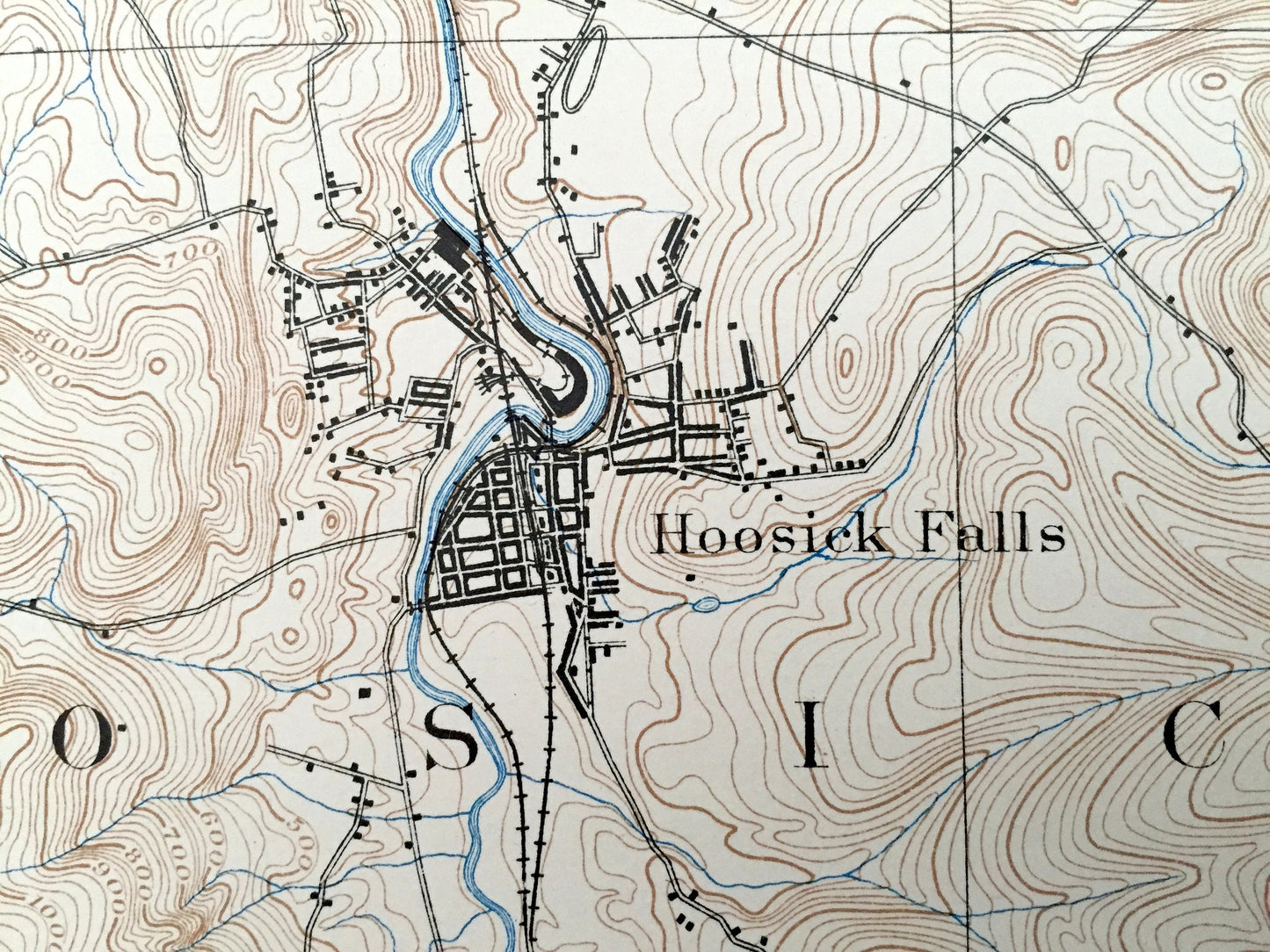 Antique Hoosick Falls, New York 1897 US Geological Survey Topographic Map – Petersburgh, Walloomsac, Eagle Bridge, Washington, Rennselaer NY