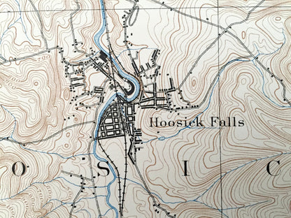 Antique Hoosick Falls, New York 1897 US Geological Survey Topographic Map – Petersburgh, Walloomsac, Eagle Bridge, Washington, Rennselaer NY