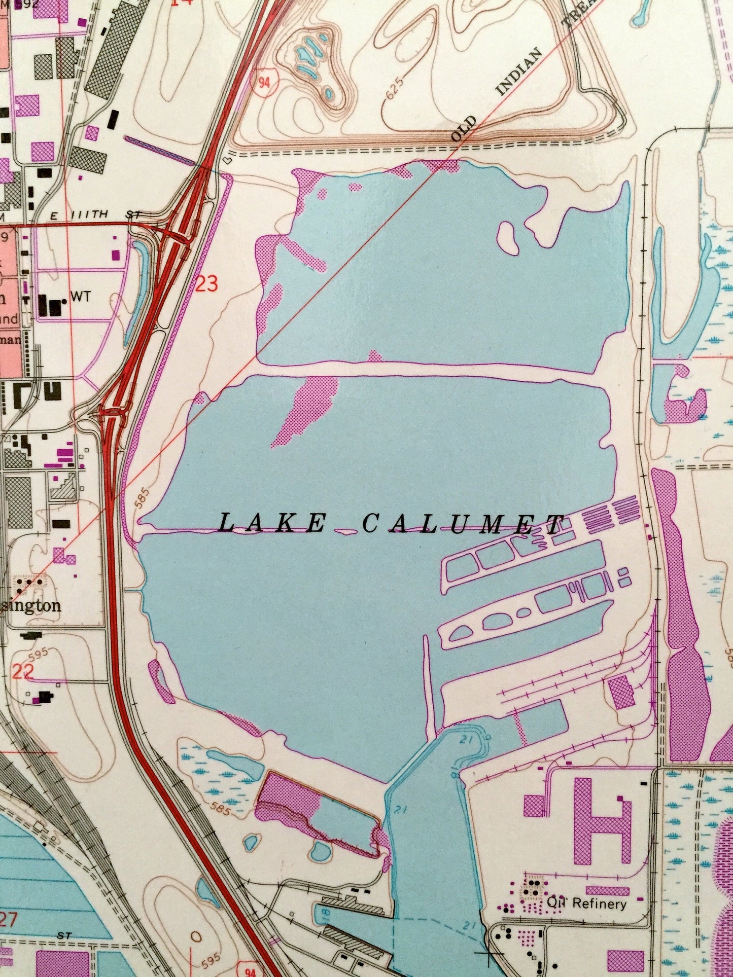 Antique Lake Calumet, Illinois 1965 US Geological Survey Topographic Map – Cook County, Chicago, Riverdale, Dolton, Burnham, Thornton