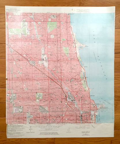 Antique Chicago Loop, Illinois 1963 US Geological Survey Topographic Map – Cook County, Lake Michigan, Lincoln Park, Niles, Lincolnwood