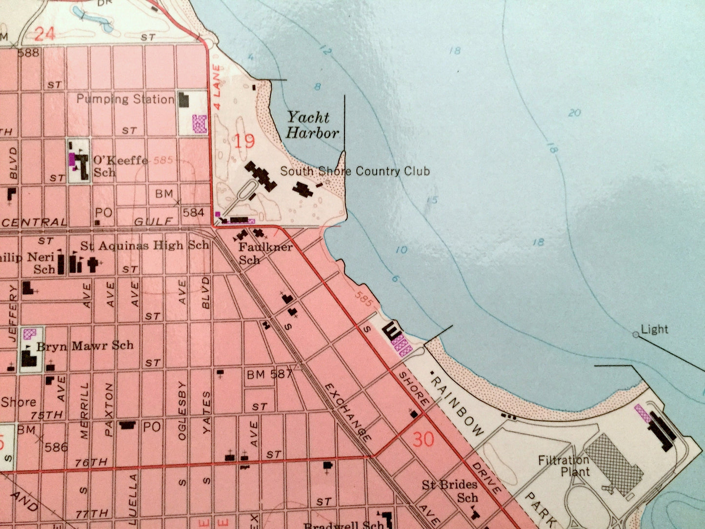 Antique Jackson Park, Illinois 1963 US Geological Survey Topographic Map – Cook County, Chicago, Lake Michigan, Northerly Island, Indiana IL