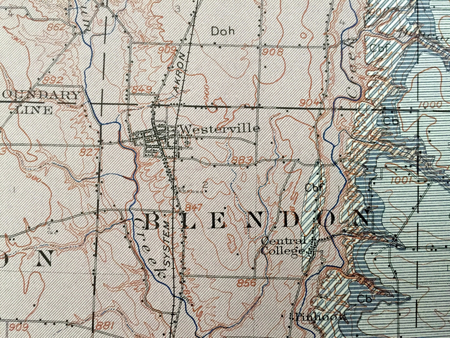 Antique Columbus, Ohio 1912 US Geological Survey Topographic Map – Dublin, Clinton, Olentangy, Upper Arlington, Westerville, Grove City