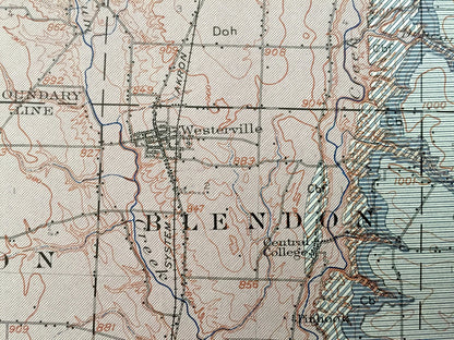 Antique Columbus, Ohio 1912 US Geological Survey Topographic Map – Dublin, Clinton, Olentangy, Upper Arlington, Westerville, Grove City
