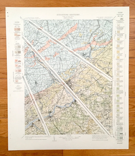Antique New Jersey 1907 US Geological Survey Map – Princeton, Lambertville, Trenton, Washington Crossing Burlington New Hope Pennsylvania NJ