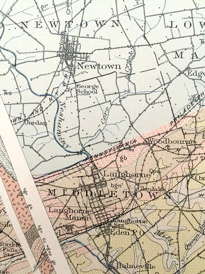 Antique New Jersey 1907 US Geological Survey Map – Princeton, Lambertville, Trenton, Washington Crossing Burlington New Hope Pennsylvania NJ