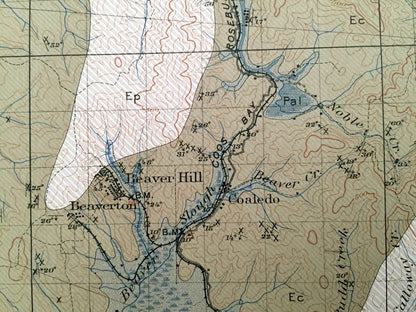 Antique Coos Bay, Oregon 1900 US Economic Geological Survey Map – Coquille, Cape Arago, North Bend, Empire, Bandon, Riverton, Parkersburg