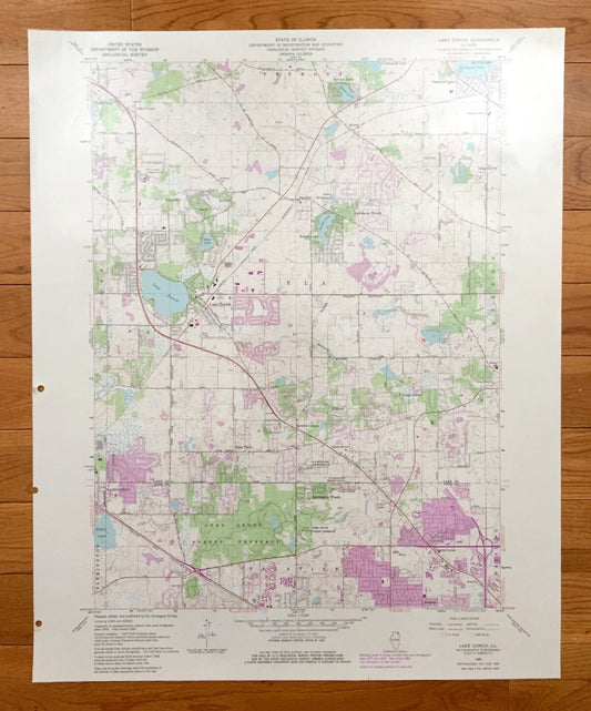 Antique Lake Zurich, Illinois 1960 US Geological Survey Topographic Map – Fremont, Ela, Barrington, Palatine, Wheeling Vernon Cuba Gilmer IL