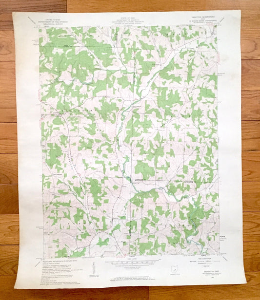 Antique Perryton, Ohio 1962 US Geological Survey Topographic Map – Licking County, Jackson, Fallsbury, Pike, Pleasant Valley, Ashcraft Ridge