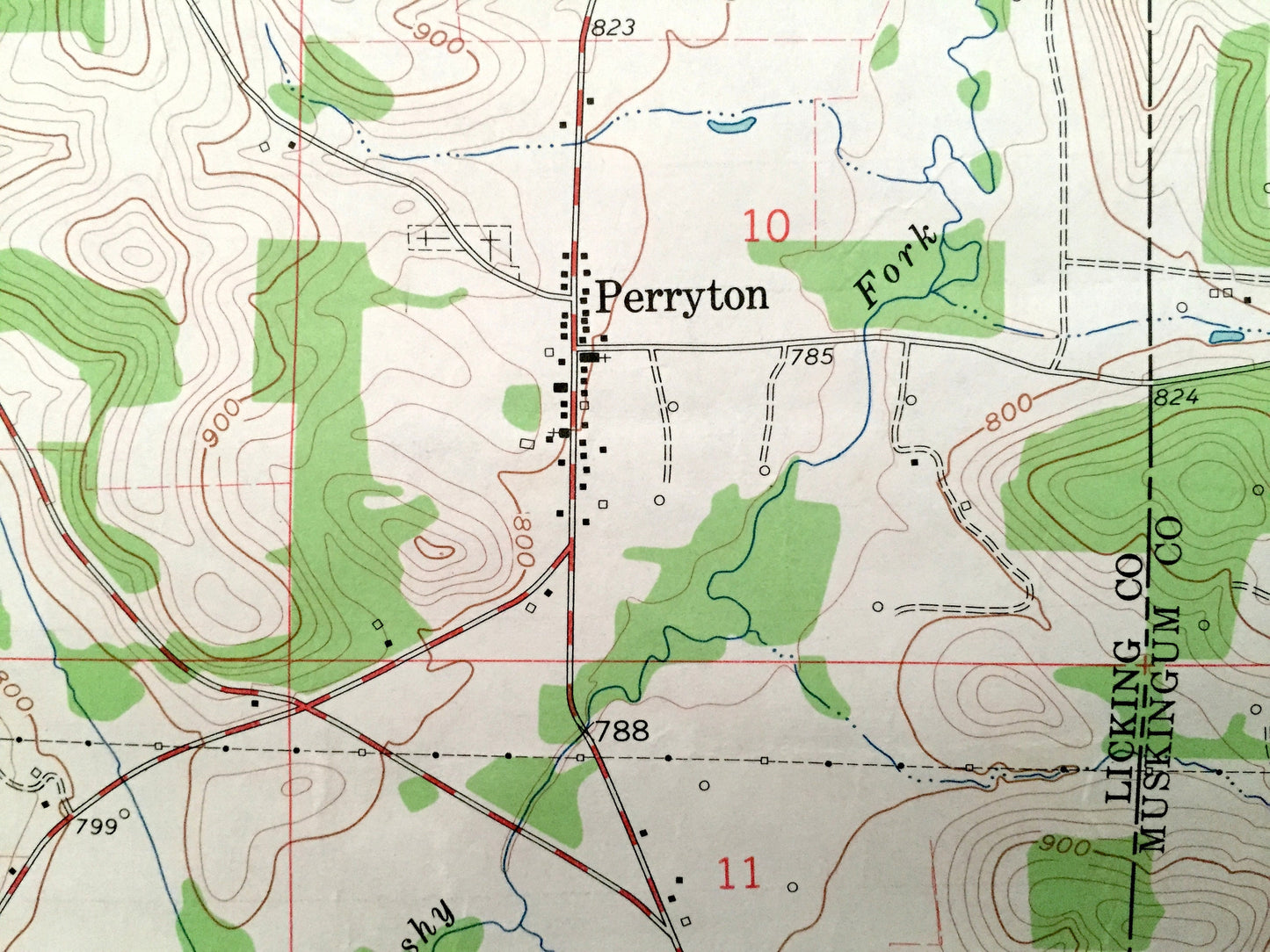 Antique Perryton, Ohio 1962 US Geological Survey Topographic Map – Licking County, Jackson, Fallsbury, Pike, Pleasant Valley, Ashcraft Ridge