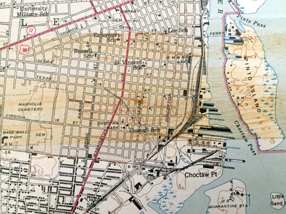 Antique Mobile, Alabama 1943 US Geological Survey Topographic Map – Baldwin County, Prichard, Chickasaw, Crichton, Dog River, Irvington AL