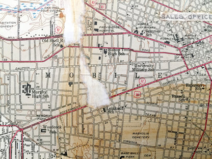 Antique Mobile, Alabama 1943 US Geological Survey Topographic Map – Baldwin County, Prichard, Chickasaw, Crichton, Dog River, Irvington AL