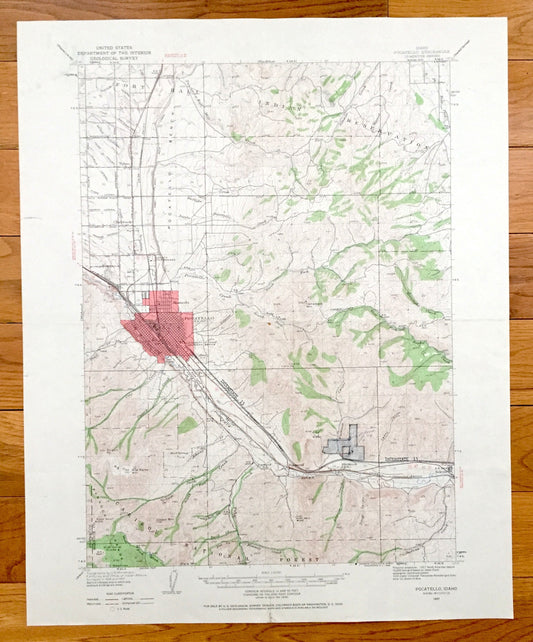 Antique Pocatello, Idaho 1937 US Geological Survey Topographic Map – Alameda, Fort Hall Indian Reservation, Caribou National Forest, Bannock