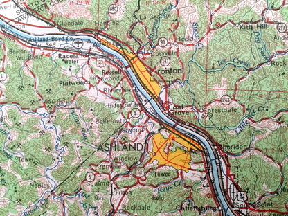 Antique Huntington, West Virginia 1957 US Geological Survey Topographic Map – Barboursville, Kenova, Cerede, Milton, Hurricane Chesapeake WV