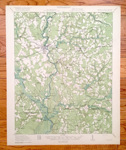 Antique Holland, Virginia 1920 US Geological Survey Topographic Map – Franklin, Riverdale, Delaware, Carrsville, Somerton, South Quay, VA
