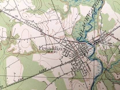 Antique Holland, Virginia 1920 US Geological Survey Topographic Map – Franklin, Riverdale, Delaware, Carrsville, Somerton, South Quay, VA