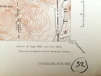 Antique Gorham, New Hampshire 1893 US Geological Survey Topographic Map – Oxford County, Berlin, Success, Shelburne, White Mountains, NH