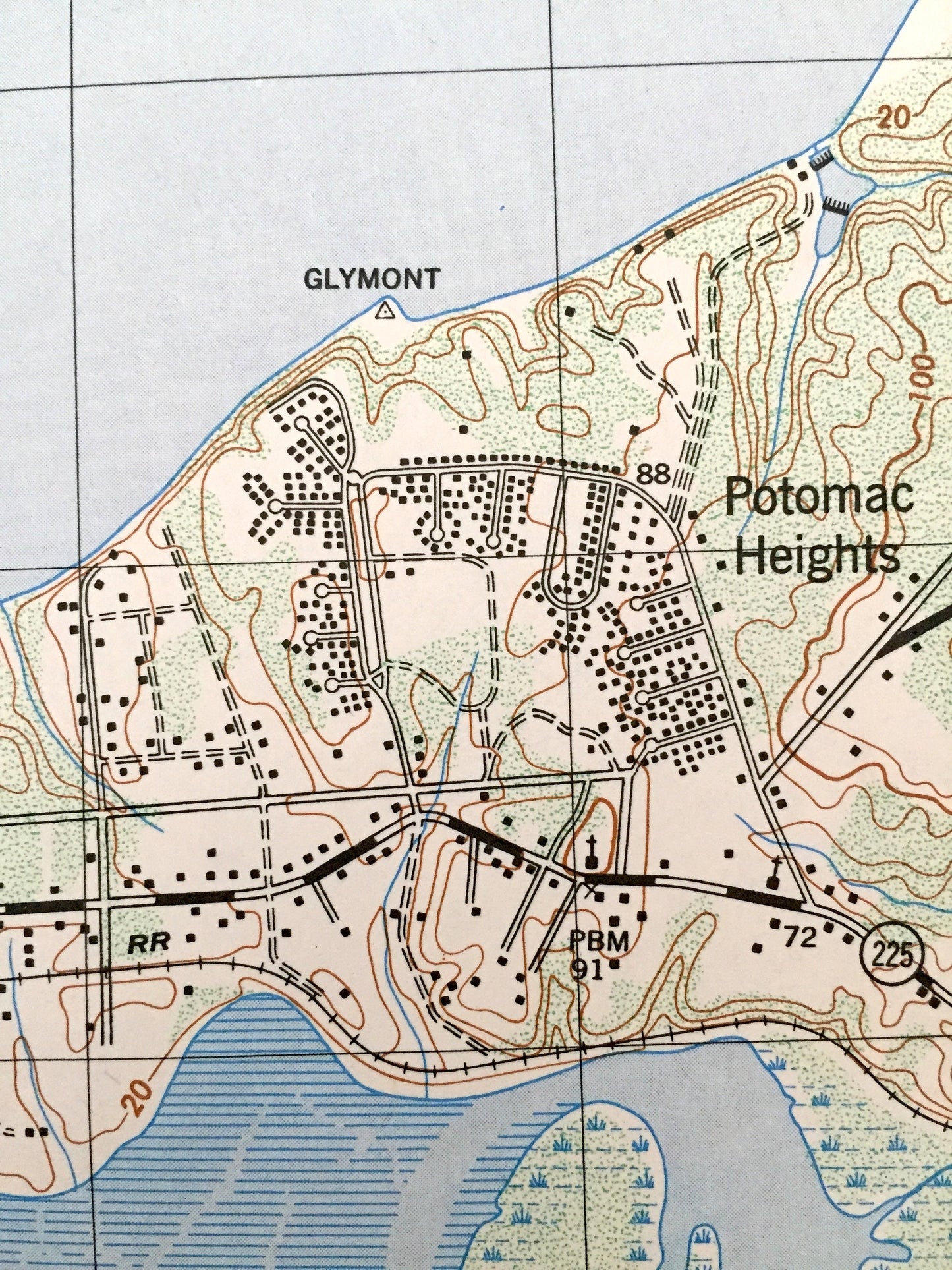 Antique Indian Head, Maryland & VA 1949 US Geological Survey Topographic Map – Charles County, Potomac Heights, Marbury, Glymont, Doncaster