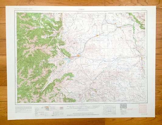 Antique Cody, Wyoming 1962 US Geological Survey Topographic Map – Powell, Greybull, Basin, Lovell, Cowley, Garland, Shoshone National Forest