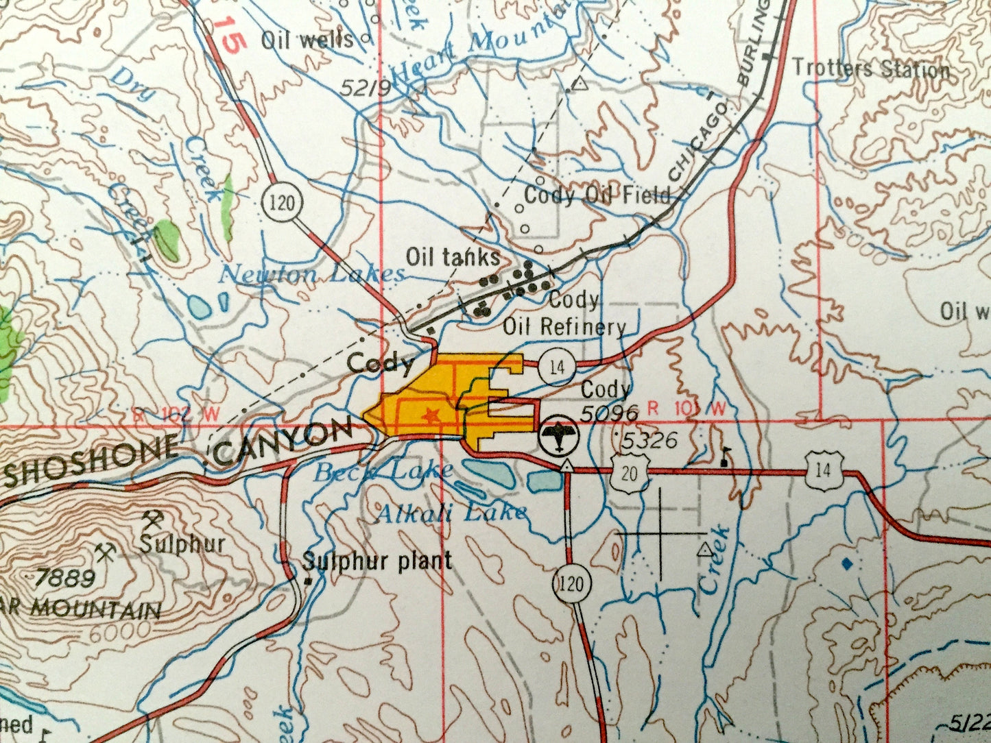 Antique Cody, Wyoming 1962 US Geological Survey Topographic Map – Powell, Greybull, Basin, Lovell, Cowley, Garland, Shoshone National Forest