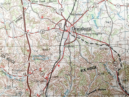 Antique Columbia, Tennessee 1956 US Geological Survey Topographic Map – Lawrenceburg, Fayetteville, Tullahoma, Shelbyville, Murfreesboro TN